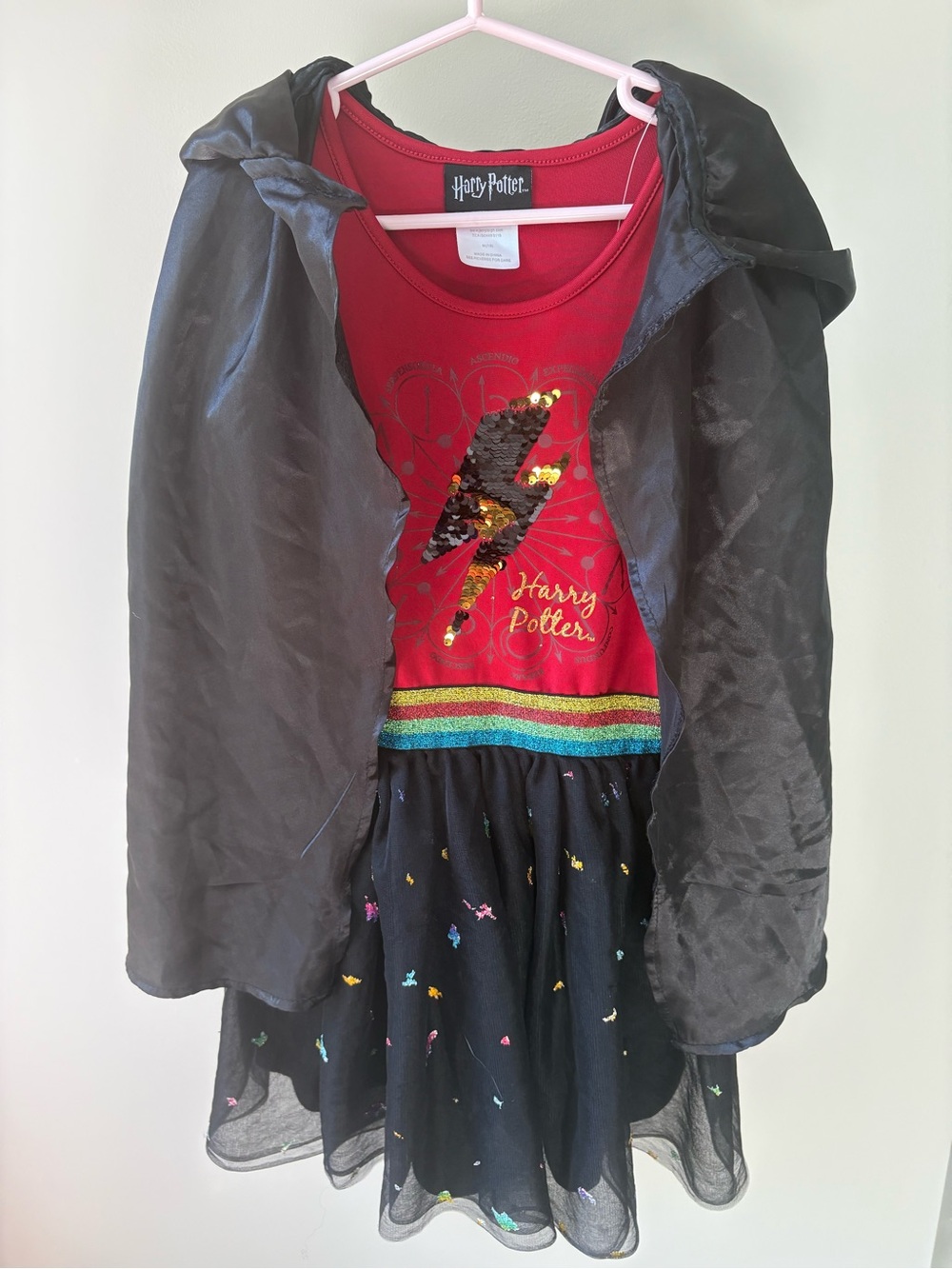 HARRY PORTER Girls' Dress Halloween Costume with Black Cape Size M (7-8)